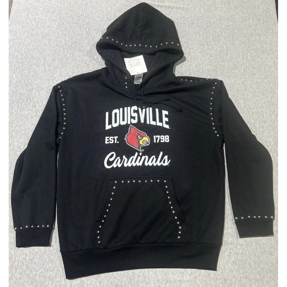 Gameday Couture Louisville Cardinals Studded Hoodie Womens Large Black NWT - Picture 1 of 13